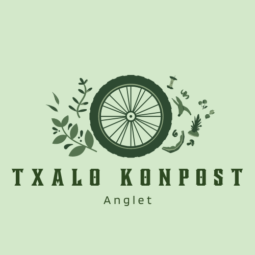 Txalo Konpost, Anglet, une roue de vélo qui a d'un coté des biodéchets et de l'autre coté des plantes.