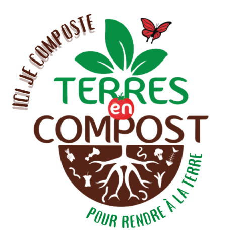 Logo Terres en Compost avec marqueur ici je composte